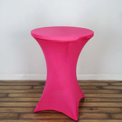 Spandex Round Cocktail Table Cover 30" Fuchsia for High Top Tables - Easy to Maintain Stretch Fitted Highboy Tablecloth