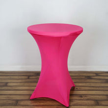 Fuchsia Highboy Spandex Cocktail Table Cover, Fitted Stretch Tablecloth for 24"-32" Dia Tables