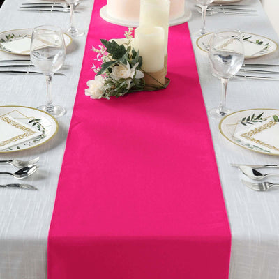 Polyester Table Runner 12"x108" Fuchsia - Wrinkle-Resistant & Durable Table Decor