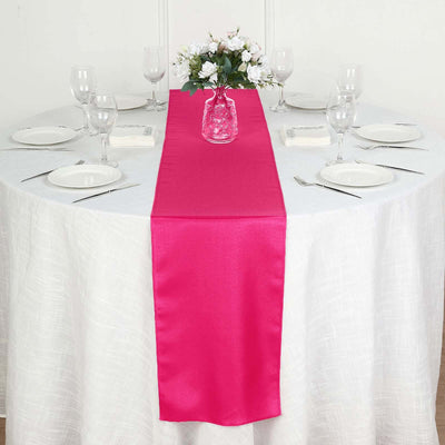 Polyester Table Runner 12"x108" Fuchsia - Wrinkle-Resistant & Durable Table Decor