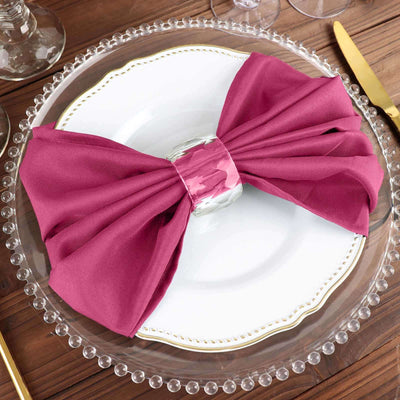 5 Pack Polyester Napkins 20"x20" Fuchsia - Durable & Wrinkle Resistant Dinner Napkins