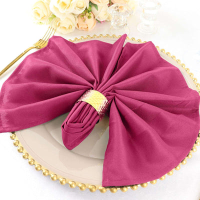 5 Pack Polyester Napkins 20"x20" Fuchsia - Durable & Wrinkle Resistant Dinner Napkins