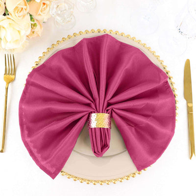 5 Pack Polyester Napkins 20"x20" Fuchsia - Durable & Wrinkle Resistant Dinner Napkins