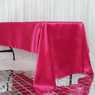 Satin Rectangular Tablecloth 60"x126" Fuchsia - Wrinkle-Resistant & Durable Table Cover