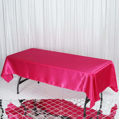 Satin Rectangular Tablecloth 60"x102" Fuchsia - Wrinkle-Resistant & Durable Table Cover
