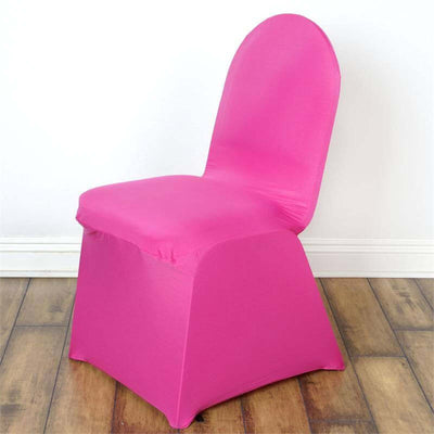 Spandex Stretch Fitted Banquet Chair Cover 160GSM Fuchsia - Durable Slip-On Slipcover