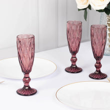 6 Pack Dusty Rose Crystal Cut Champagne Flute Glasses, 6oz Textured Wine Goblet