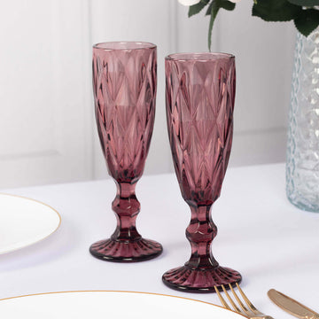 Elevate Every Toast with Dusty Rose Crystal Cut Champagne Glasses