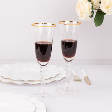 <h3 style="margin-left:0px;"><strong>Elegant Clear Gold Rim Champagne Flute Glasses</strong>