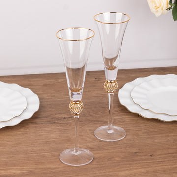 <h3 style="margin-left:0px;"><strong>Stunning Clear Gold Rim Champagne Flute Glasses</strong>