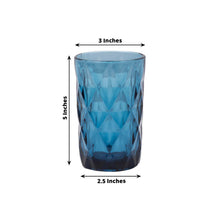 6 Pack Ocean Blue Crystal Cut Whiskey Tumbler Glasses with Heavy Base