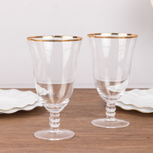 6 Pack Clear Gold Rimmed Red Wine Glasses with Short Beaded Stem, 16oz Crystal Water Goblet Cocktail