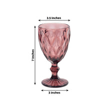 6 Pack Dusty Rose Crystal Cut Wine Glasses Goblets, 12oz Embossed Stemmed Cocktail Glasses