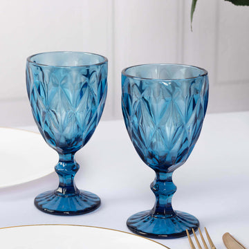 <span style="background-color:transparent;color:#000000;">Timeless Beauty of Ocean Blue Crystal Cut Wine Glasses</span>