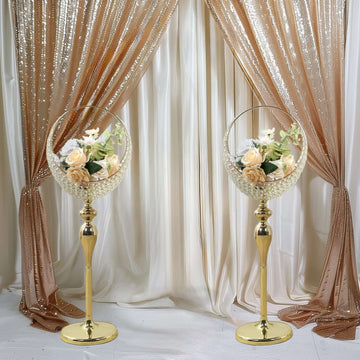 <span style="background-color:transparent;color:#111111;">A Touch of Glamour: Gold Crystal Beaded Candle Holder Stand</span>