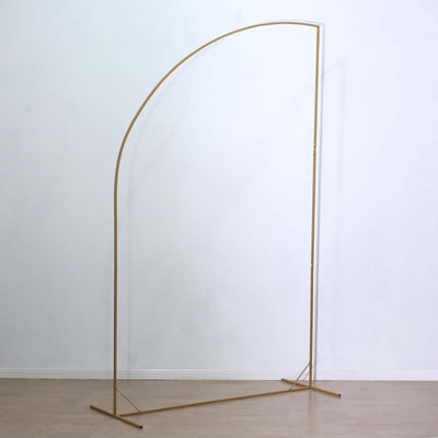 Gold Metal Wedding Arch Chiara Backdrop Stand, Half Moon Floral Frame Arbor Display - 8ft