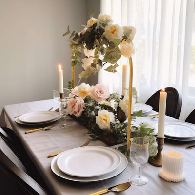 Metal Wedding Cake Chiara Arch Table Centerpiece Gold 23" with Rounded Top - Flower Stand Frame with Detachable Base