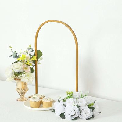 Metal Wedding Cake Chiara Arch Table Centerpiece Gold 23" with Rounded Top - Flower Stand Frame with Detachable Base