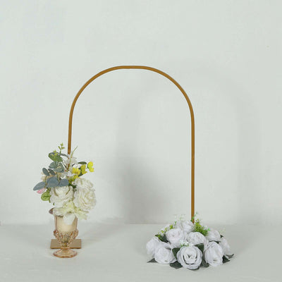 Metal Wedding Cake Chiara Arch Table Centerpiece Gold 35" with Rounded Top - Flower Stand Frame with Detachable Base