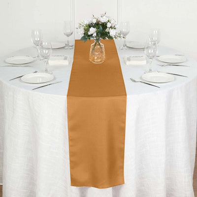 Polyester Table Runner 12"x108" Gold - Wrinkle-Resistant & Durable Table Decor for Events