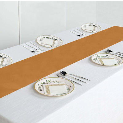Polyester Table Runner 12"x108" Gold - Wrinkle-Resistant & Durable Table Decor for Events