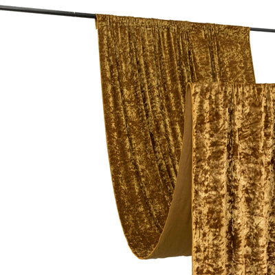 Crushed Velvet Backdrop Curtain – Gold 5ft x 12ft Event Drape with Rod Pocket, Privacy Panel for Photo Booths & Events