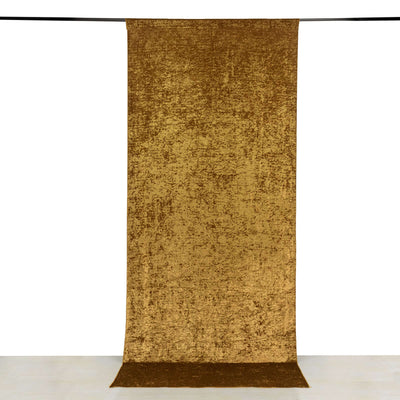 Crushed Velvet Backdrop Curtain – Gold 5ft x 12ft Event Drape with Rod Pocket, Privacy Panel for Photo Booths & Events
