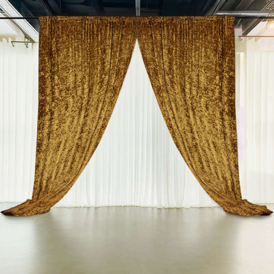 Crushed Velvet Backdrop Curtain – Gold 5ft x 12ft Event Drape with Rod Pocket, Privacy Panel for Photo Booths & Events