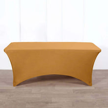 Gold Stretch Spandex Rectangle Tablecloth 8ft Wrinkle Free Fitted Table Cover