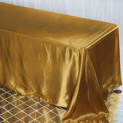 Satin Rectangular Tablecloth 90"x132" Gold - Seamless Classy Table Cover for Weddings & Events