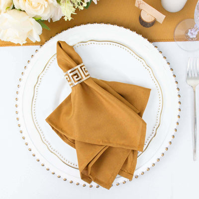 5 Pack Polyester Napkins 17"x17" Gold - Wrinkle Resistant Easy Care Cloth Napkins for Wedding & Events