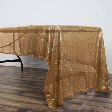 Gold Seamless Premium Sequin Rectangle Tablecloth 60"x126"