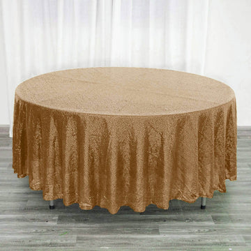 Gold Seamless Premium Sequin Round Tablecloth 108"