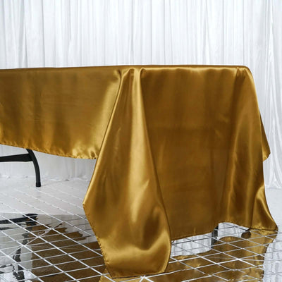 Satin Rectangular Tablecloth 60"x126" Gold - Wrinkle-Resistant and Durable Table Cover for Chic Weddings & Events