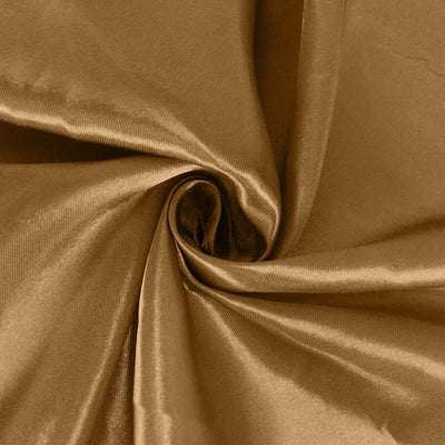 Satin Round Tablecloth 132" Gold - Classy Seamless Table Cover for Weddings & Events