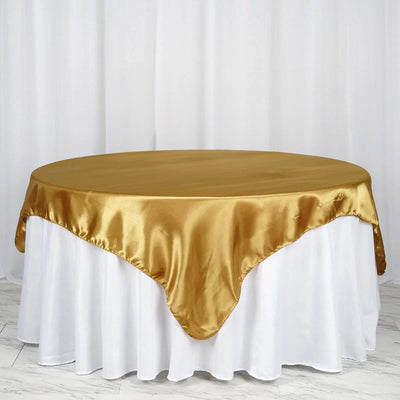 Satin Table Overlay 72"x72" Gold - Wrinkle Resistant and Smooth Table Topper for Luxurious Weddings & Celebrations