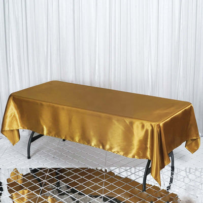 Satin Rectangular Tablecloth 60"x102" Gold - Wrinkle-Resistant and Durable Table Cover for Exquisite Weddings & Events
