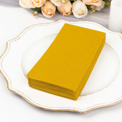 20 Pack Linen-Like Paper Napkins 8.5"x4" Gold - Soft Hygienic Airlaid Guest Towels for Formal & Casual Dining
