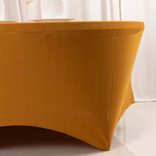 Gold Round Stretch Spandex Tablecloth 6ft Fitted Table Cover for 72 inch Tables