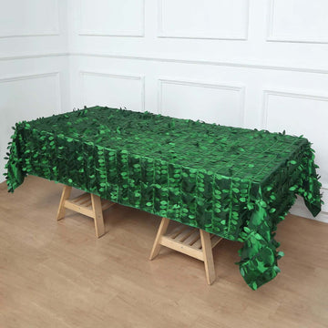 Green Leaf Petal Taffeta Seamless Rectangle Tablecloth 60"x102"