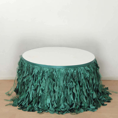 Taffeta Table Skirt 14ft Hunter Emerald Green - Curly Willow Table Cover