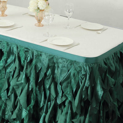 Taffeta Table Skirt 14ft Hunter Emerald Green - Curly Willow Table Cover