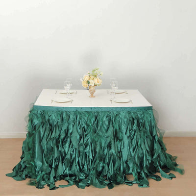 Taffeta Table Skirt 14ft Hunter Emerald Green - Curly Willow Table Cover