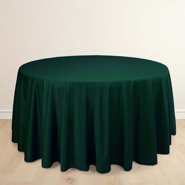 Hunter Emerald Green Premium Scuba Round Tablecloth, Wrinkle Free Polyester Seamless Tablecloth 120" for 5 Foot Table With Floor-Length Drop