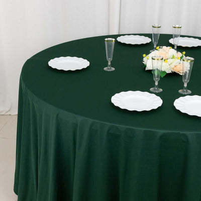 Scuba Round Tablecloth 120" Hunter Emerald Green - Seamless & Wrinkle Free Table Cover