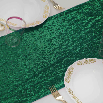 Hunter Emerald Green Premium Sequin Table Runner 12"x108"