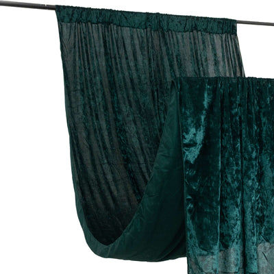 Crushed Velvet Backdrop Curtain – Hunter Emerald Green 5ft x 12ft Event Drape with Rod Pocket, Privacy Panel for Photo Booths & Events
