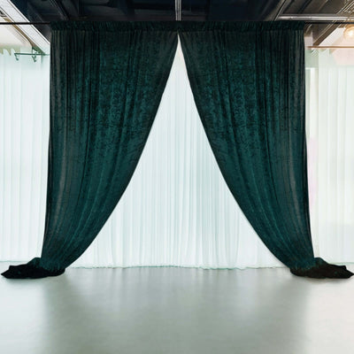 Crushed Velvet Backdrop Curtain – Hunter Emerald Green 5ft x 12ft Event Drape with Rod Pocket, Privacy Panel for Photo Booths & Events