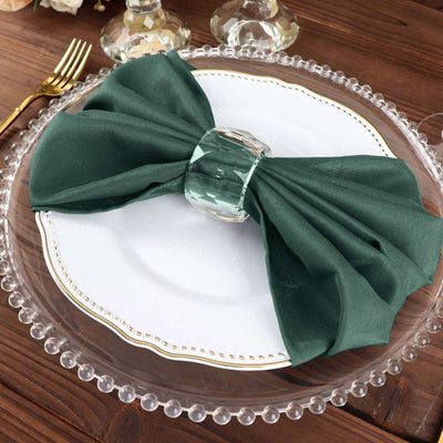 5 Pack Polyester Napkins 20"x20" Hunter Emerald Green - Durable & Wrinkle Resistant Dinner Napkins