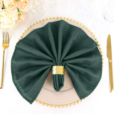 5 Pack Polyester Napkins 20"x20" Hunter Emerald Green - Durable & Wrinkle Resistant Dinner Napkins